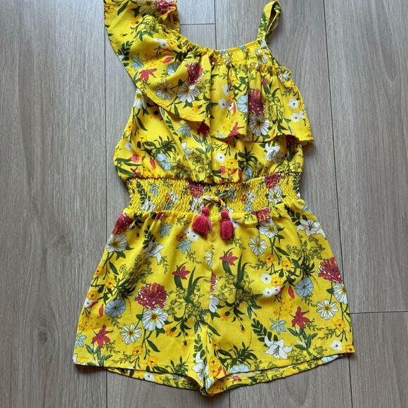 BCBG Girls Romper Jumper with Flowers and Tassels Aspen Gold, S 7/8 summer - Picture 3 of 6